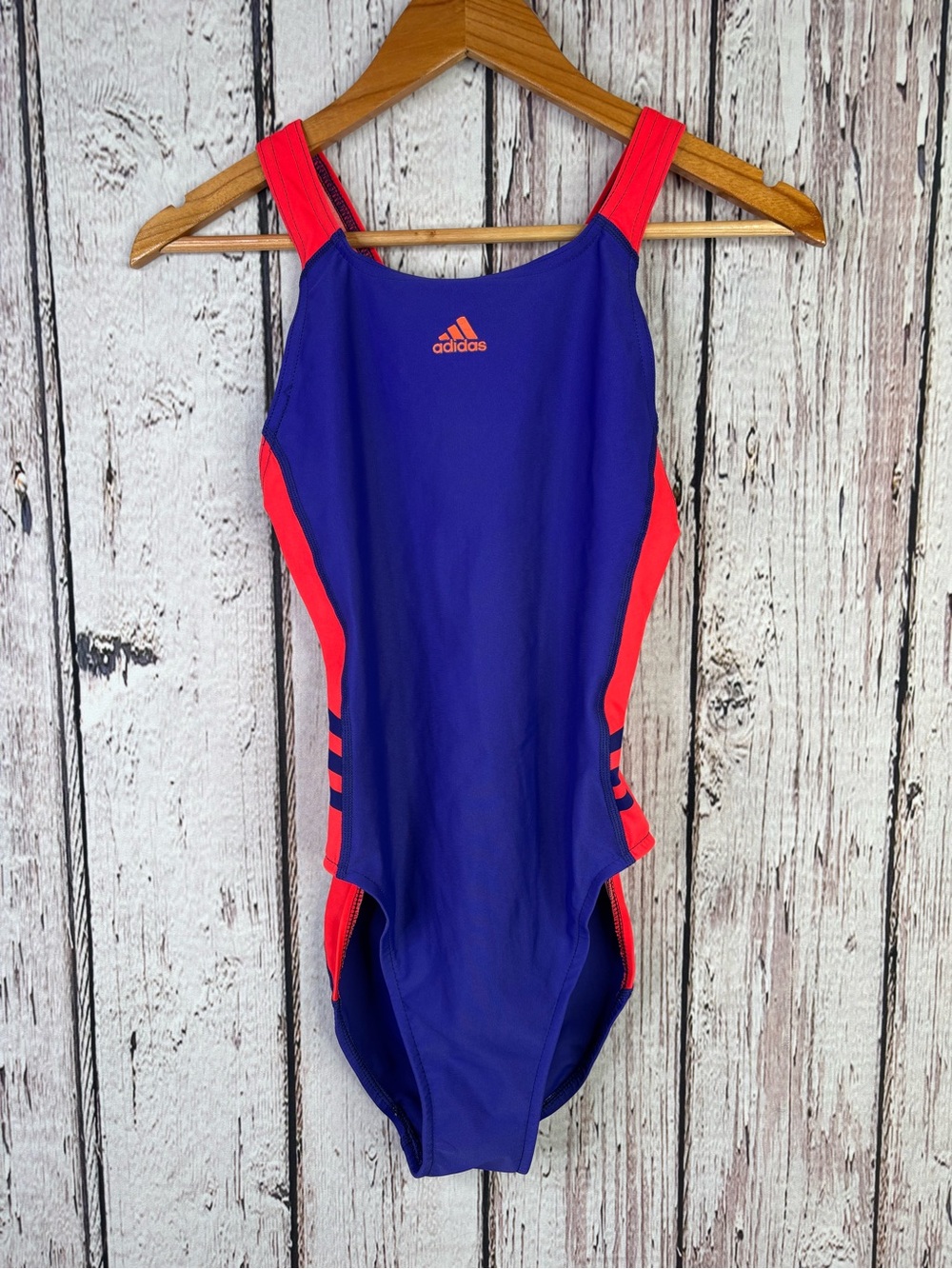 Adidas Women’s Size 34 Inspiration One Piece Swimsuit Purple & Neon Orange Used